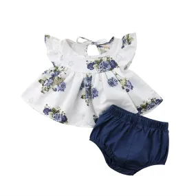 Newborn Infant Baby Girl Summer Floral Tops Dress Short Pants Outfits Clothes US