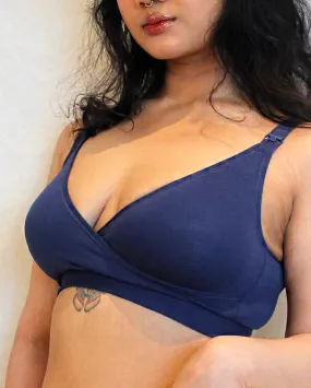 2-Way Cotton Nursing Bralette in Navy