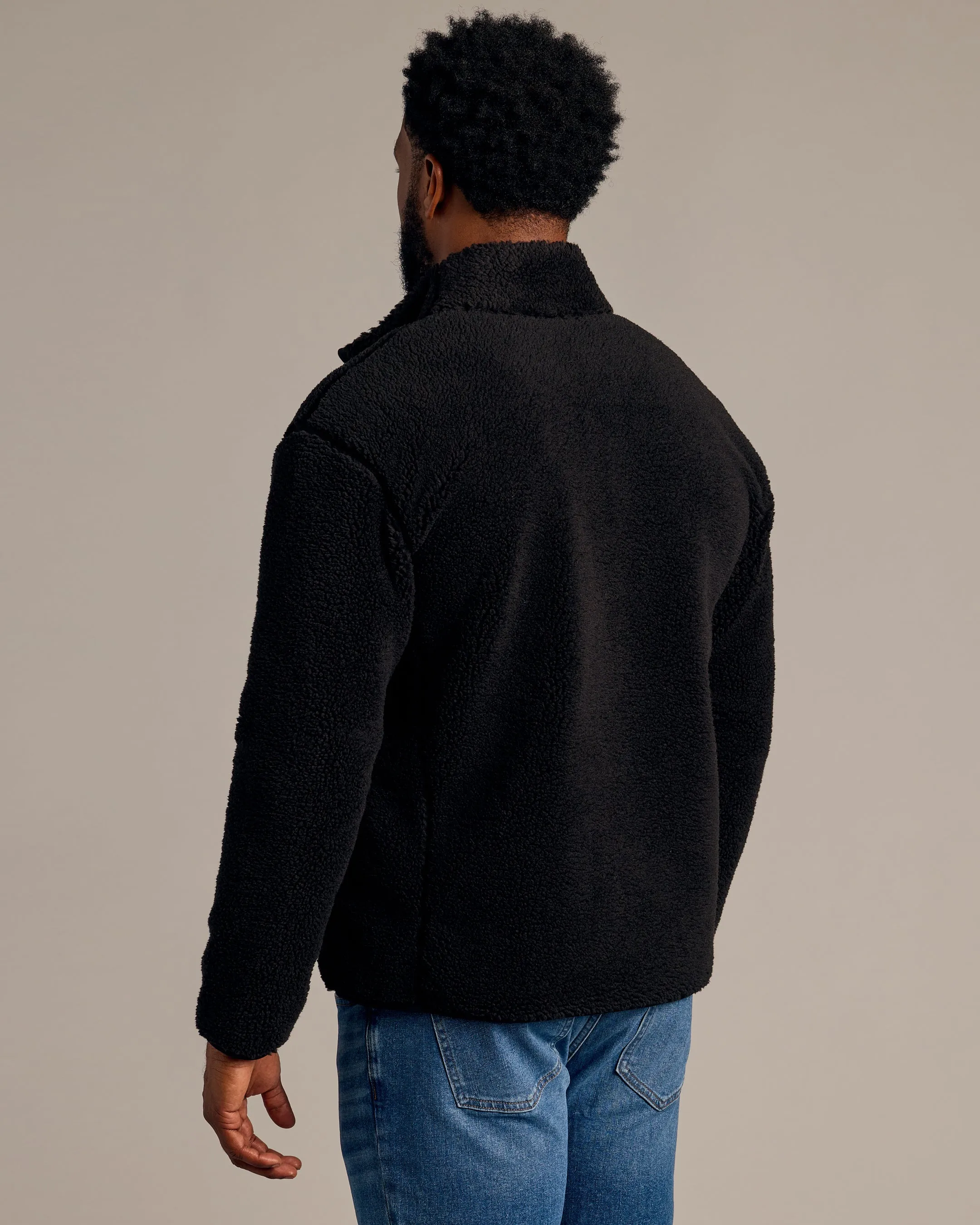 Black Sherpa Full Zip Jacket