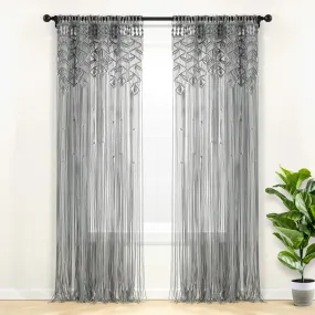 Boho Macrame Leaf Cotton Window Curtain