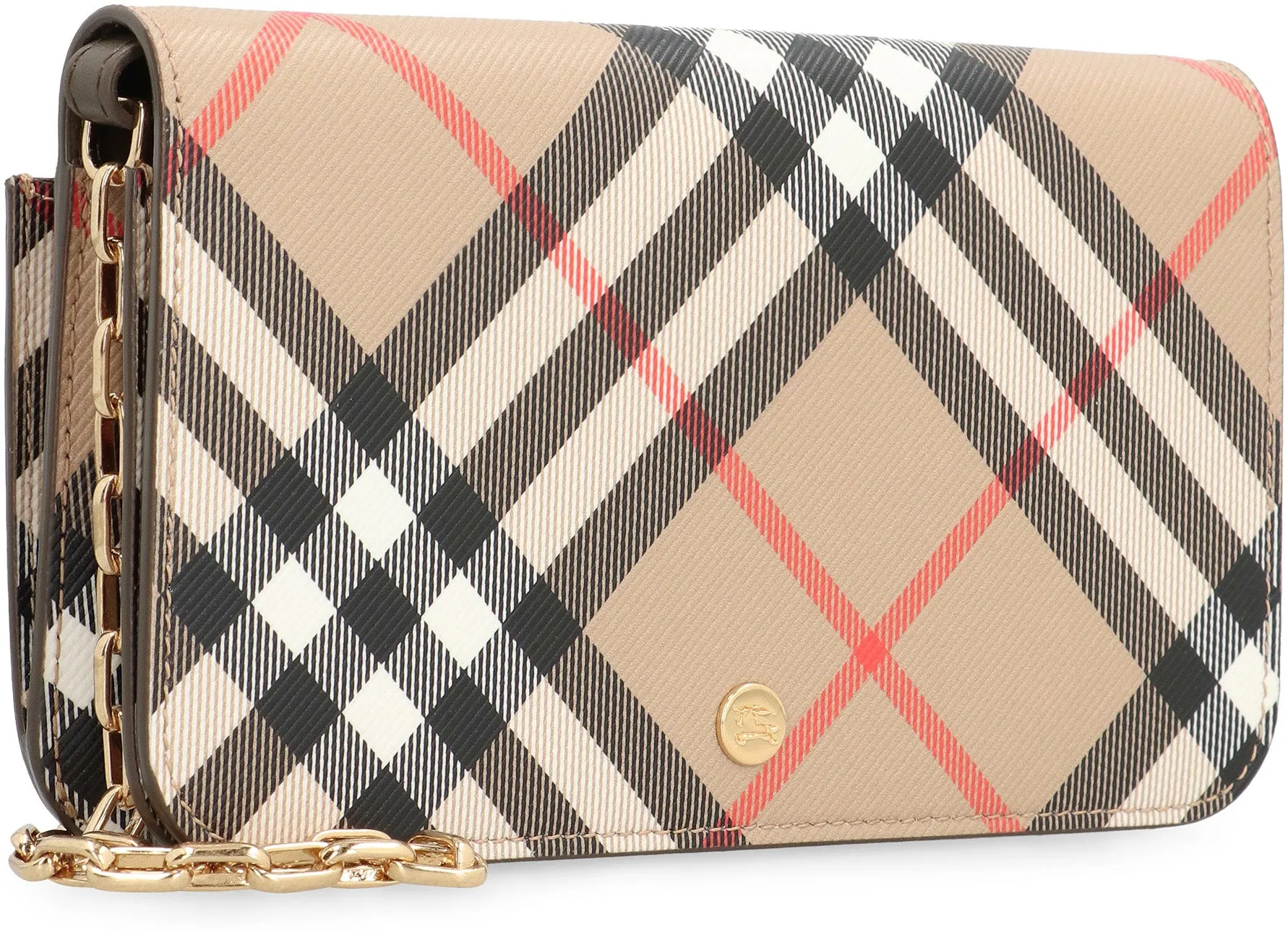 BURBERRY CHECK FABRIC WALLET ON CHAIN