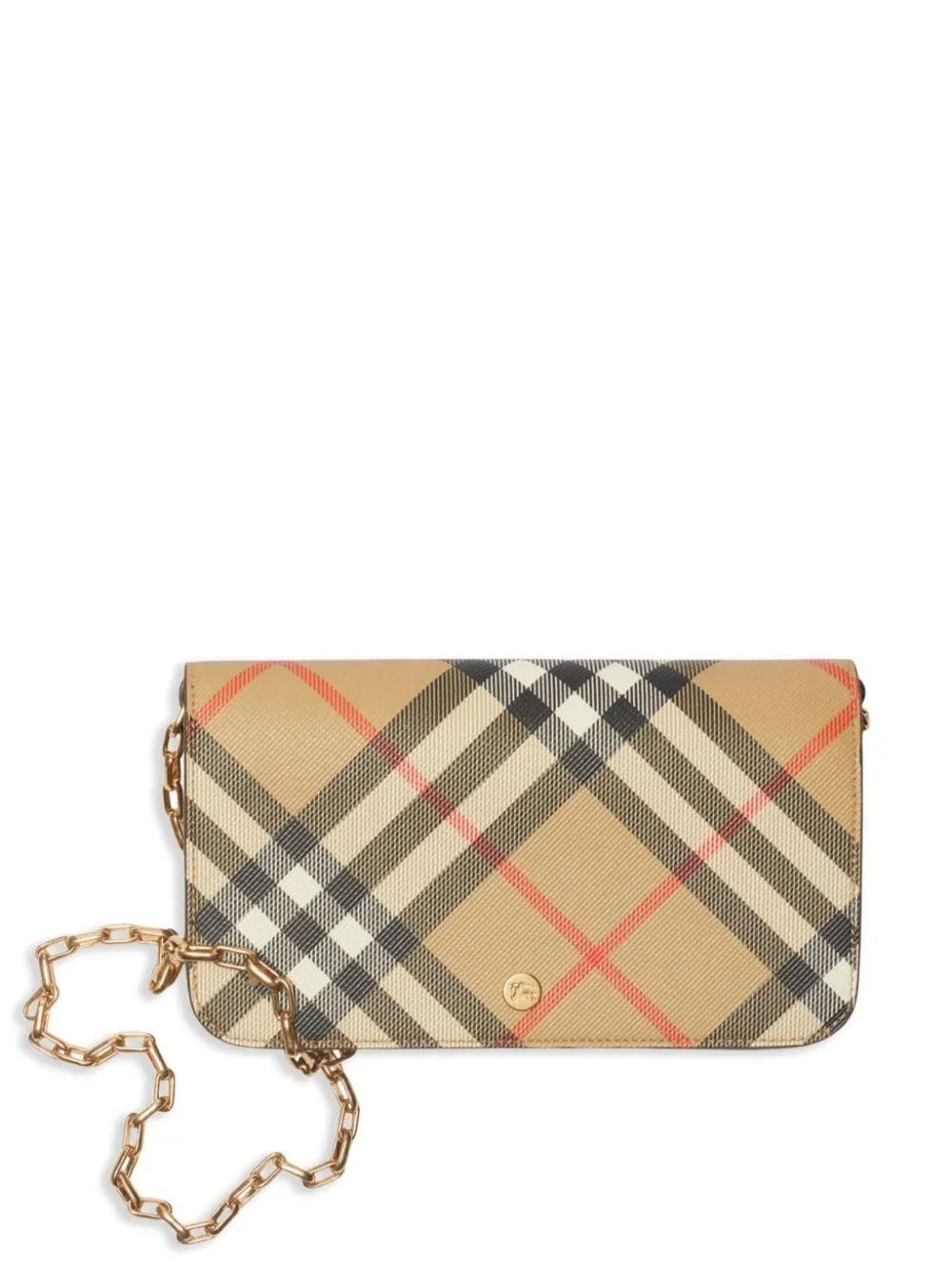 BURBERRY CHECK FABRIC WALLET ON CHAIN