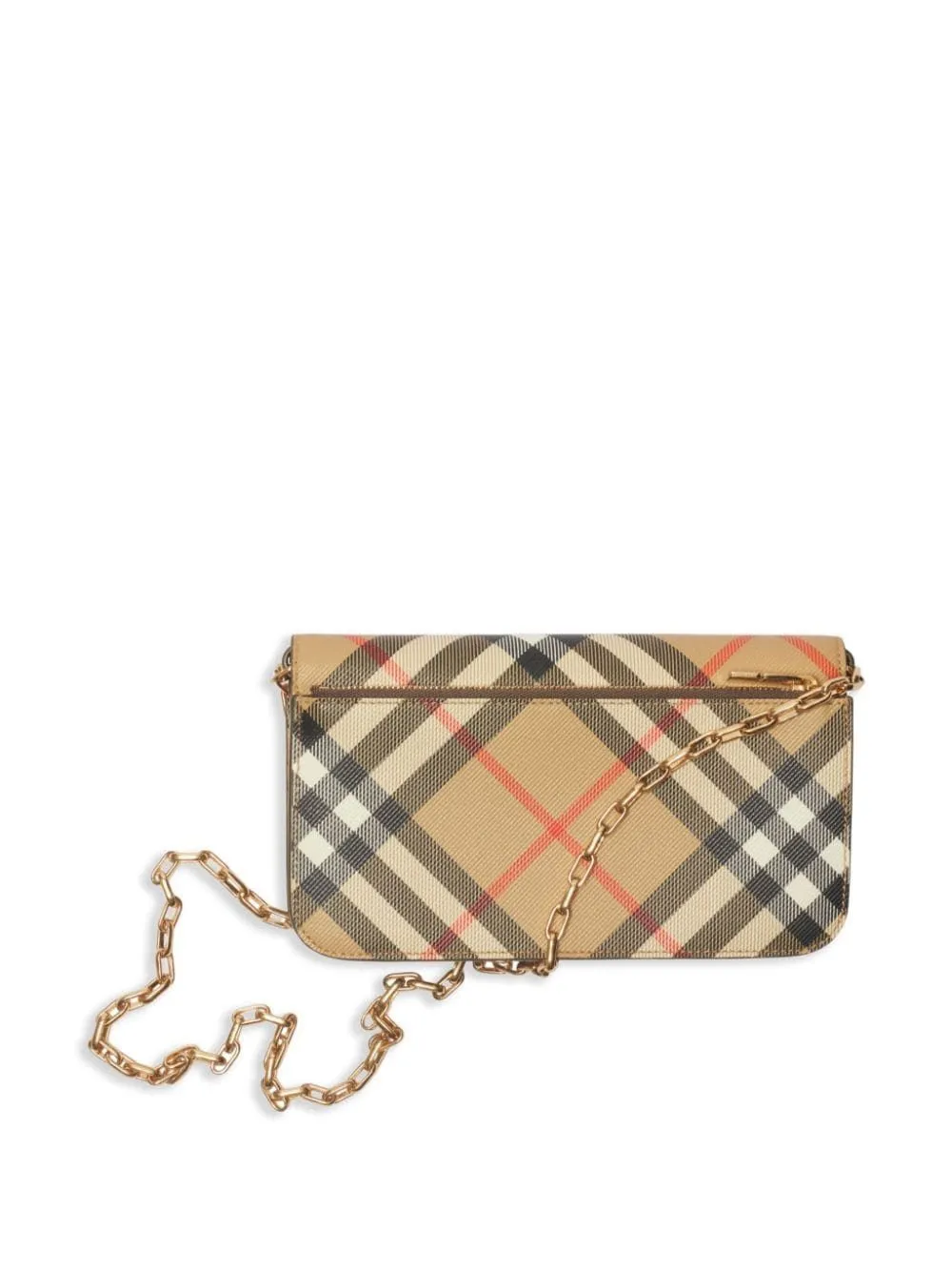 BURBERRY CHECK FABRIC WALLET ON CHAIN