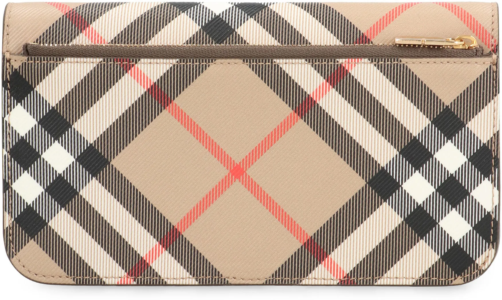 BURBERRY CHECK FABRIC WALLET ON CHAIN