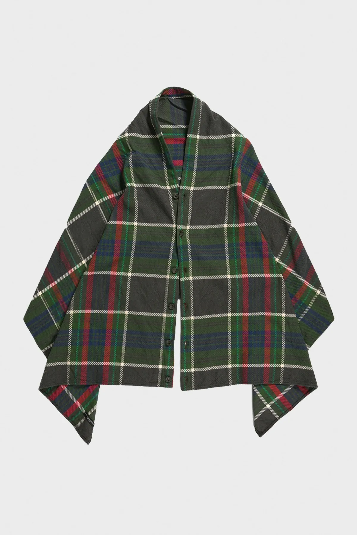 Button Shawl - Olive Cotton Heavy Twill Plaid