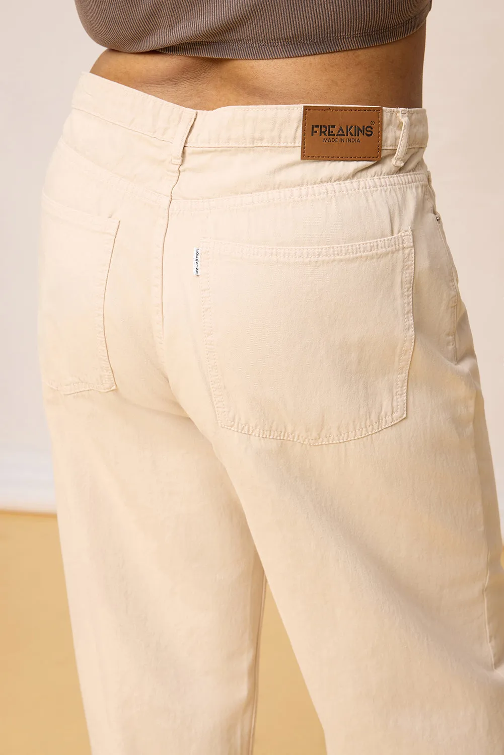 Classic Curve Cream Denim Straight Jeans