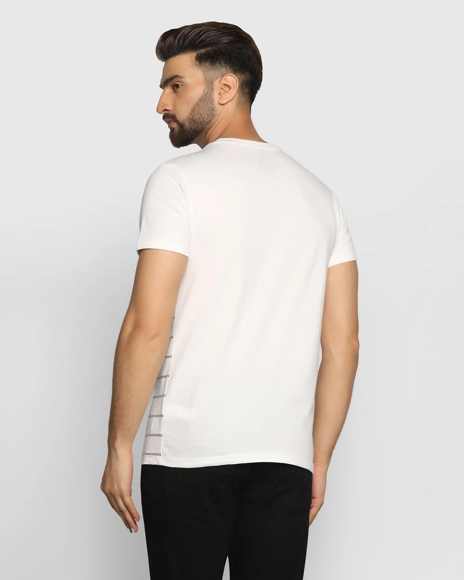 Crew Neck White Striped T-Shirt - Mild