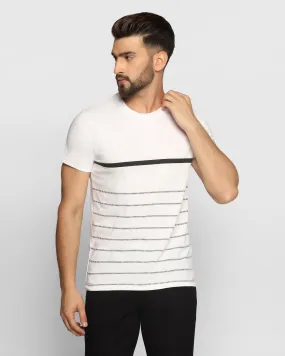 Crew Neck White Striped T-Shirt - Mild