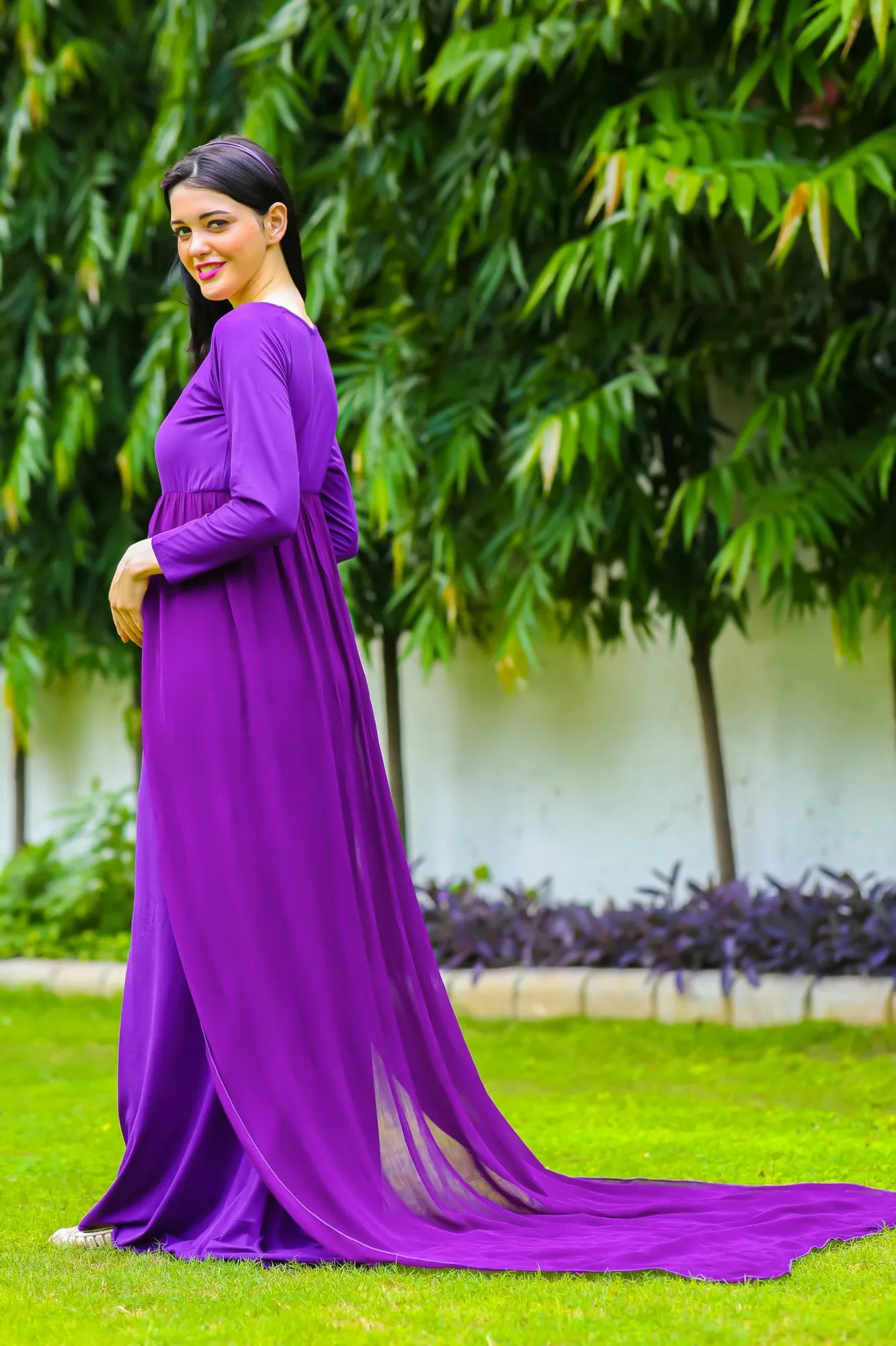 Deep Purple Trail Maternity Photoshoot Gown