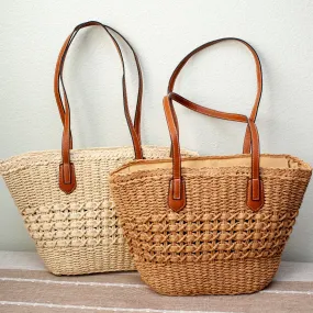 Elena Handbags Straw Basket Tote Bag