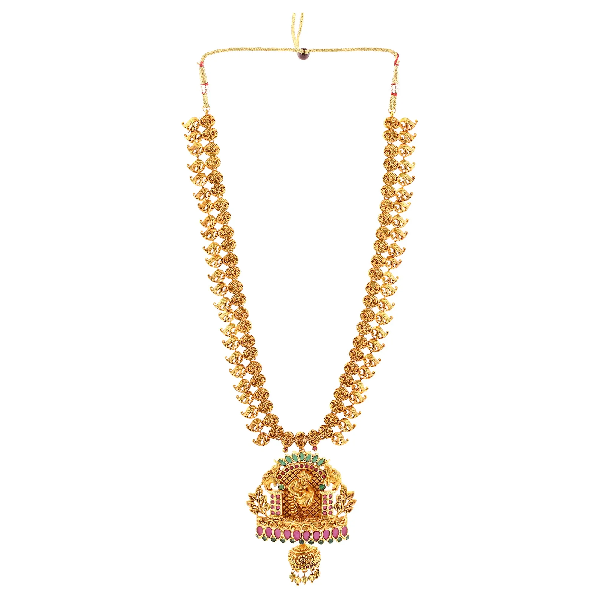 Estele Gold Plated CZ Lord Krishna Designer Necklace Set with Pearls for Women