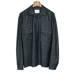 Exclusive Meydan relaxed overshirt in deadstock deep navy wool and cotton windowpane