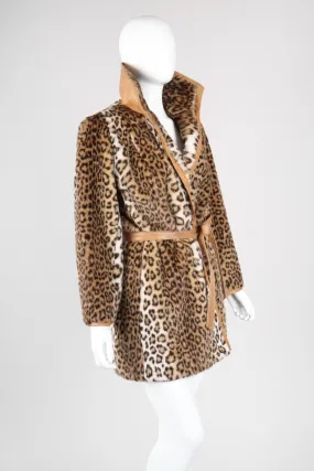 Faux Cheetah Wrap Coat