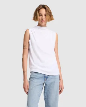 High Neck Draped Top in Milk