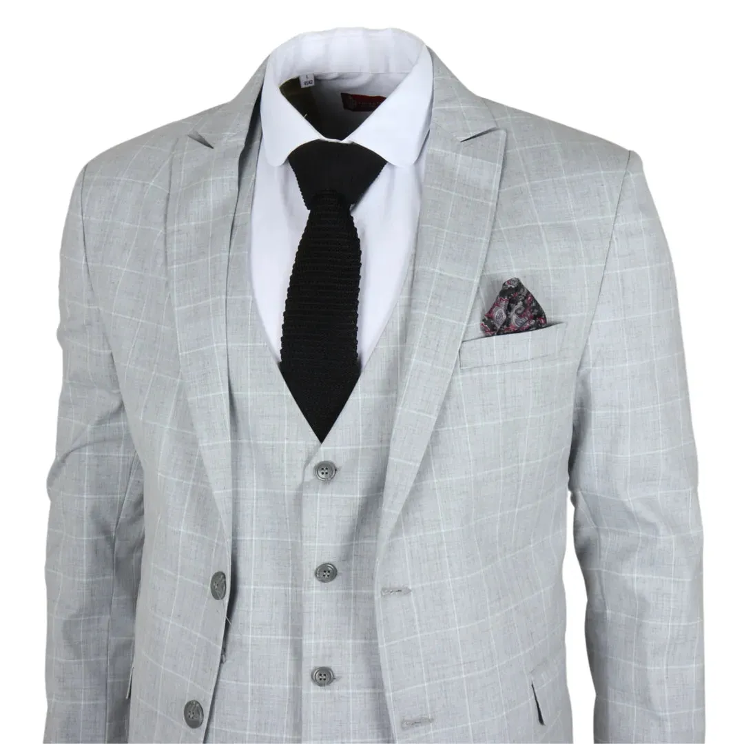 IM3 - Men's Grey Checked Tailored Fit Suit