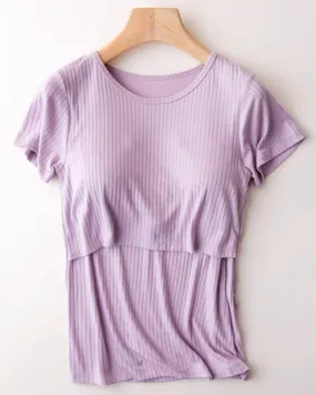 Kayla Lift-Up Nursing Tee in Lilac