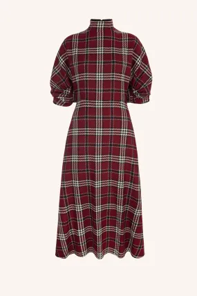 Marvel Dress in Maroon Shetland Check Tartan