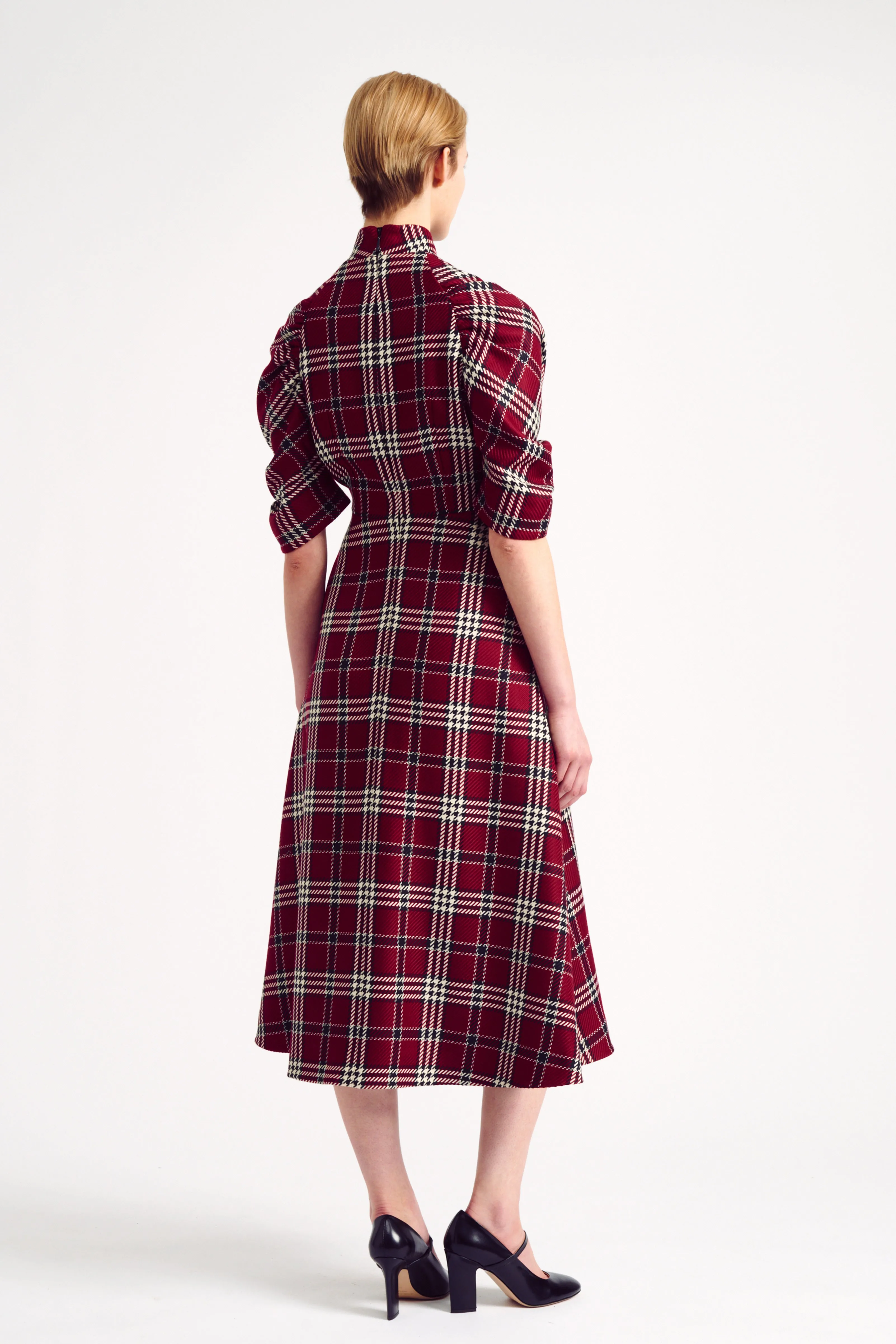 Marvel Dress in Maroon Shetland Check Tartan