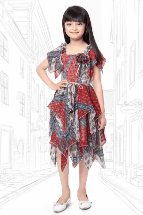 Multicolor Digital Print Casual Frock For Girls