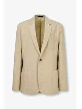 No cheat lapel linen single jacket beige