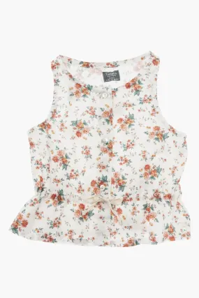 Tocoto Vintage Sleeveless Floral Girls Top