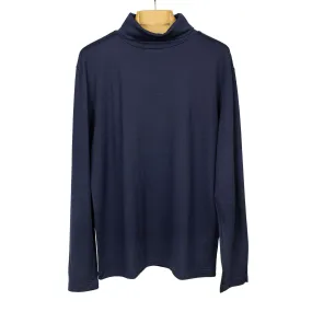 Turtleneck in navy washable wool jersey (restock)