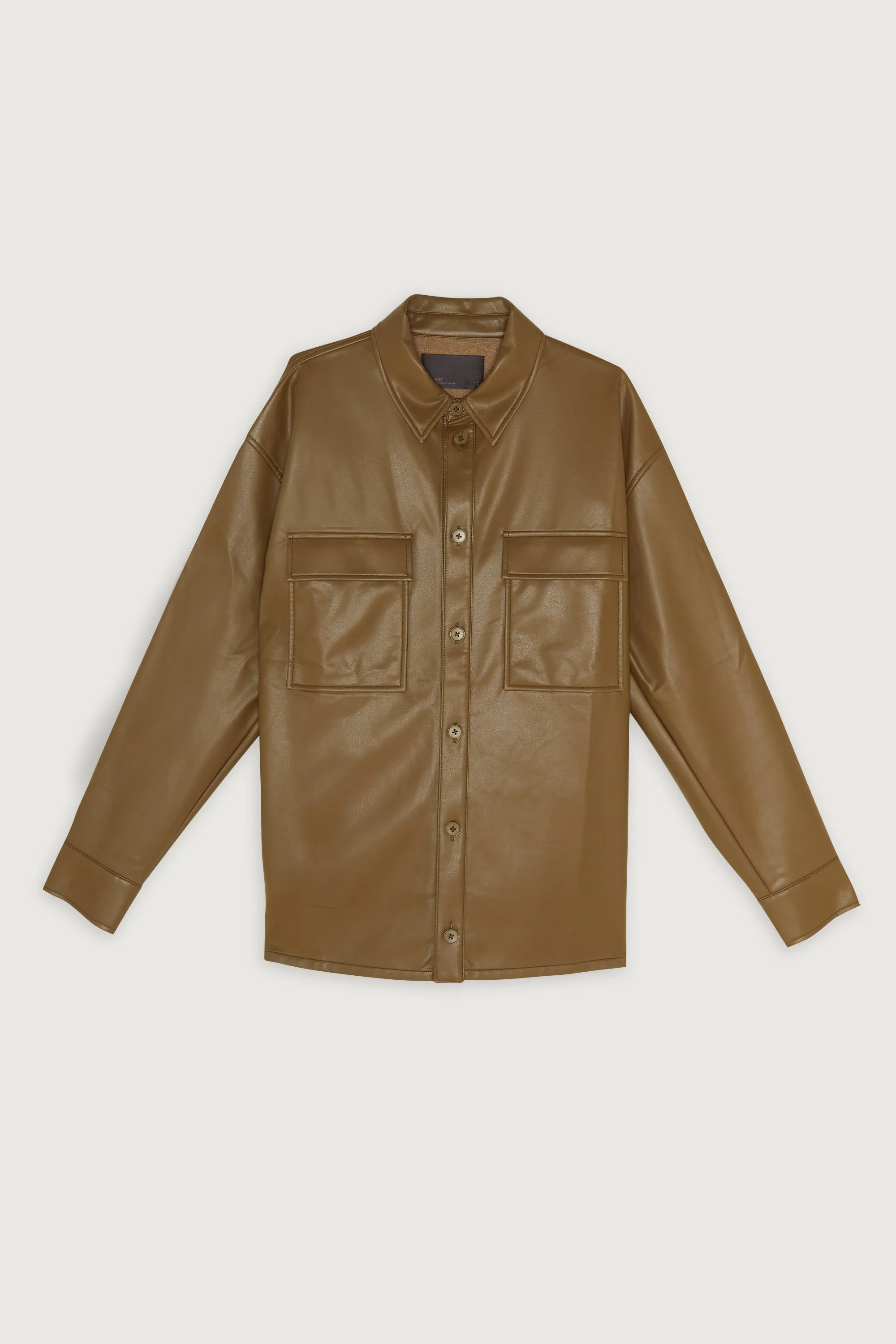 VEGAN LEATHER SHIRT JACKET